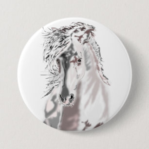 Bóton Redondo 7.62cm Botão Cavalo Branco em Execução