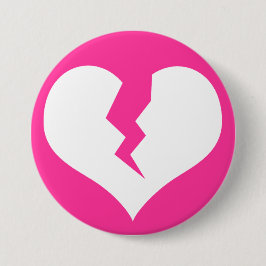 Bóton Redondo 7.62cm Botão Coração Quebrado / Pino
