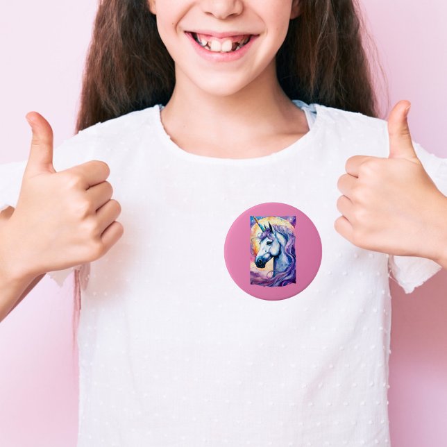 Bóton Redondo 7.62cm Botão Cosmic Purple Unicorn (Criador carregado)