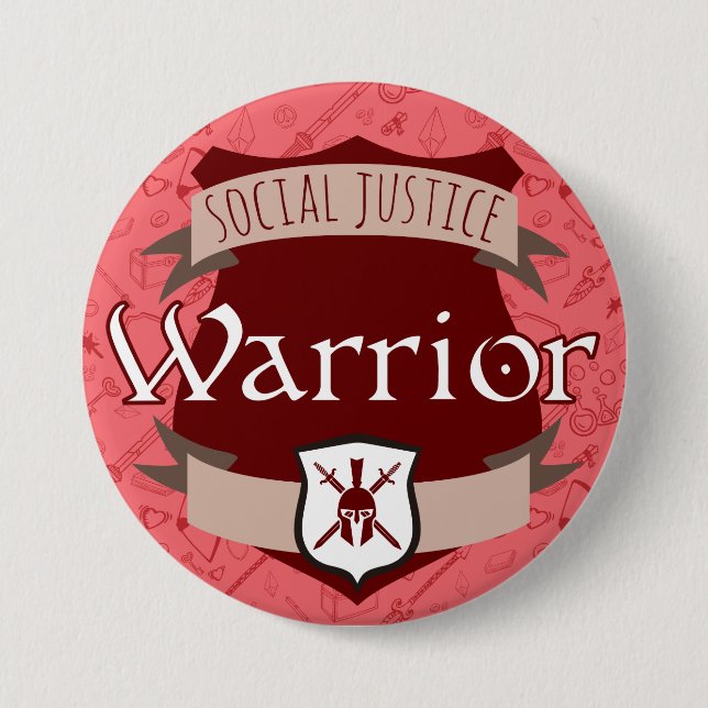 Bóton Redondo 7.62cm Botão da classe de justiça social: Guerreiro (Frente)
