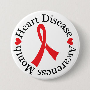 Bóton Redondo 7.62cm Botão da fita da consciência da doença cardíaca