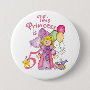 Bóton Redondo 7.62cm Botão da princesa 5o aniversário