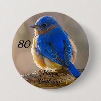 Botão de aniversário da Felicidade Bluebird
