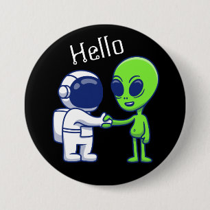 Bóton Redondo 7.62cm Botão de Astronauta Encontra Alien