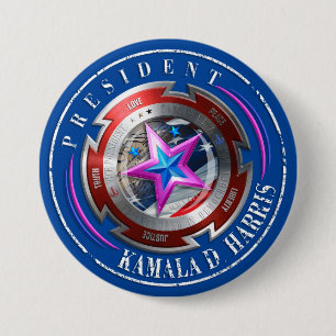 Bóton Redondo 7.62cm Botão de blindagem do Carimbo Harris-Walz