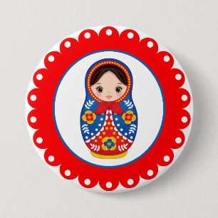 Bóton Redondo 7.62cm Botão de Boneca Nidente Russa Matryoshka