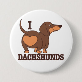 Bóton Redondo 7.62cm Botão de Cachorro de Amor Dachshund