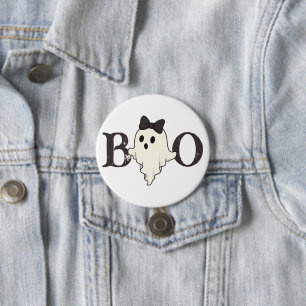Bóton Redondo 7.62cm Botão de Dia das Bruxas Bonito - Fantasma "Boo" co