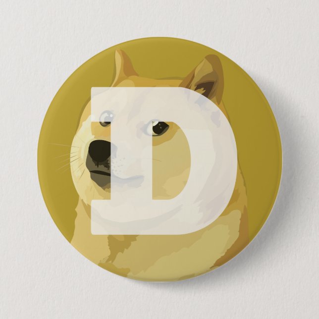 Bóton Redondo 7.62cm Botão de Dogecoin (Frente)