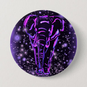 Bóton Redondo 7.62cm Botão de Elefante Rosa Roxo Neon
