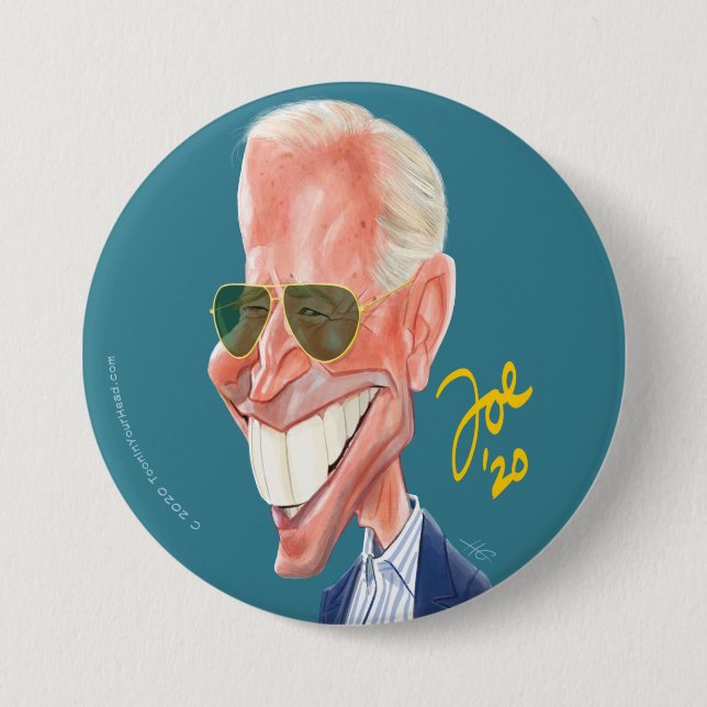 Bóton Redondo 7.62cm Botão de eleição para caricatura de Joe Biden (Frente)