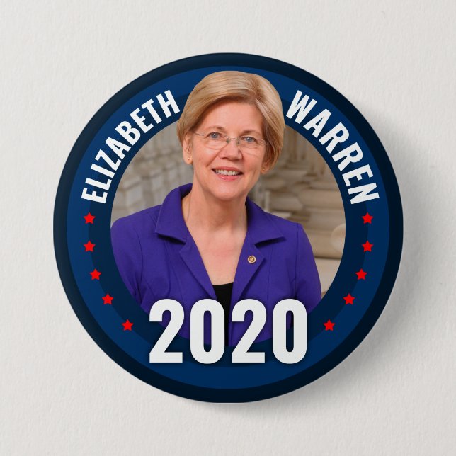 Bóton Redondo 7.62cm Botão de Elizabeth Warren 2020 (Frente)