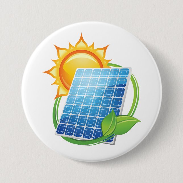 Bóton Redondo 7.62cm Botão de Energia Solar (Frente)