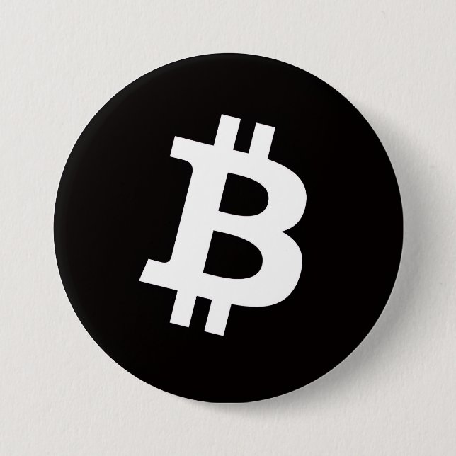 Bóton Redondo 7.62cm Botão de Fixação Bitcoin (Grande) (Frente)