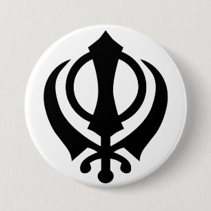 Bóton Redondo 7.62cm Botão de Khanda do sikh
