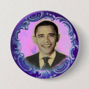 Bóton Redondo 7.62cm Botão de Obama Blacklight
