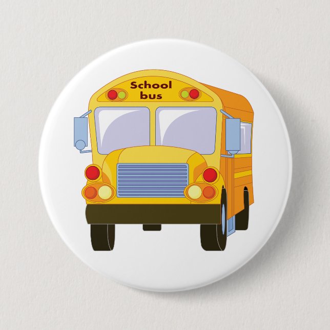 Bóton Redondo 7.62cm Botão de Ônibus Escolar Amarelo (Frente)