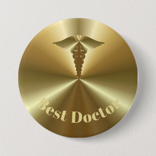 Bóton Redondo 7.62cm Botão de Ouro do Melhor Médico