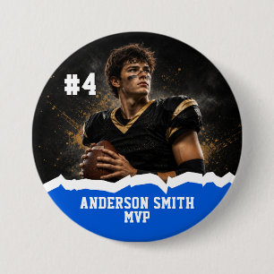 Bóton Redondo 7.62cm Botão de Pin Personalizado de Futebol MVP com Foto
