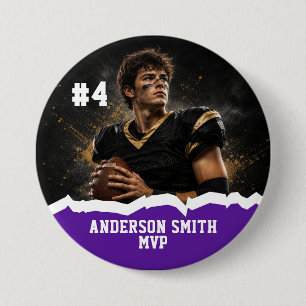 Bóton Redondo 7.62cm Botão de Pin Personalizado de Futebol MVP com Foto