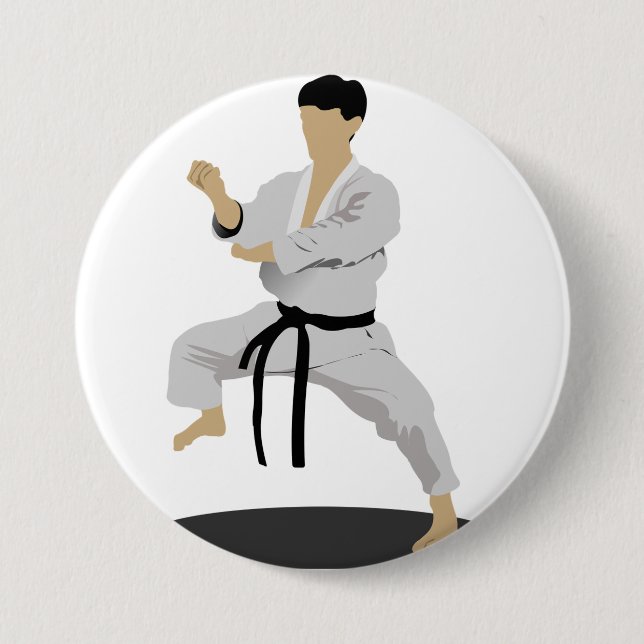 Bóton Redondo 7.62cm Botão de Pose de Karate (Frente)