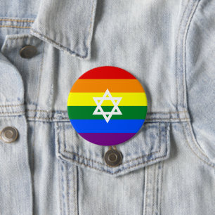 Bóton Redondo 7.62cm Botão de Sinalizador do Orgulho Judaico gay
