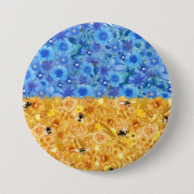 Bóton Redondo 7.62cm Botão de Sinalizador Ucraniano (Frente)