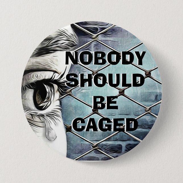 Bóton Redondo 7.62cm Botão Direitos dos Imigrantes Refugiados (Frente)