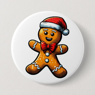Bóton Redondo 7.62cm Botão do Homem de Pão de Natal