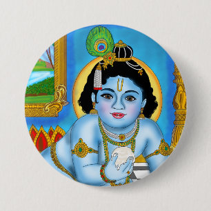 Bóton Redondo 7.62cm Botão do Krishna Infantil