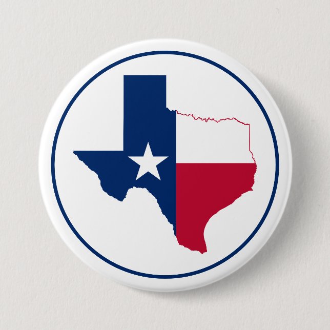 Bóton Redondo 7.62cm Botão do mapa da bandeira do Texas (Frente)