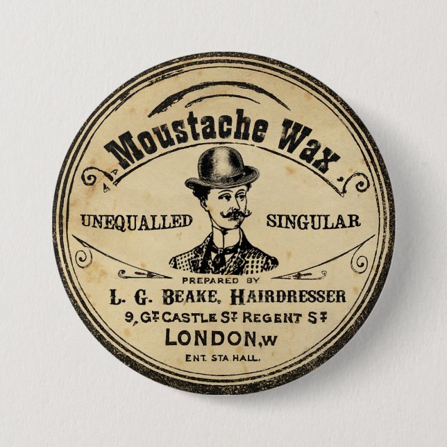 Bóton Redondo 7.62cm Botão do Pin da cera do Moustache do bigode do (Frente)