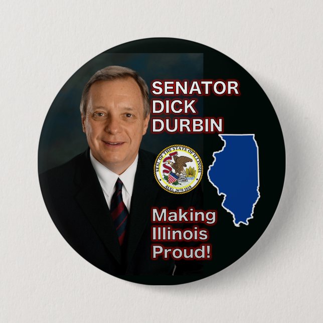 Bóton Redondo 7.62cm Botão do senador Dick Durbin (Frente)