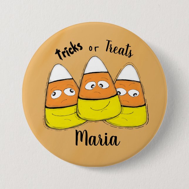 Bóton Redondo 7.62cm Botão Doce de Milho de Halloween (Frente)