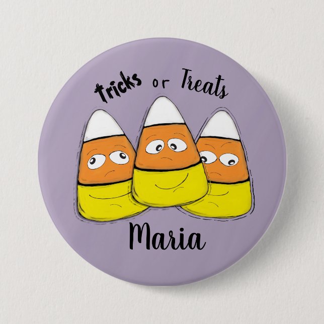 Bóton Redondo 7.62cm Botão Doce de Milho de Halloween (Frente)