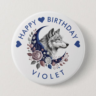 Bóton Redondo 7.62cm Botão Feliz Aniversário de Wolf & Moon
