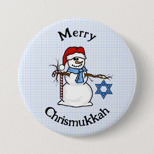 Bóton Redondo 7.62cm Botão feliz Chrismukkah Snowman
