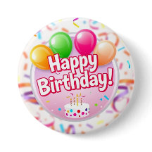 Botão Feliz de Aniversário (Rosa)