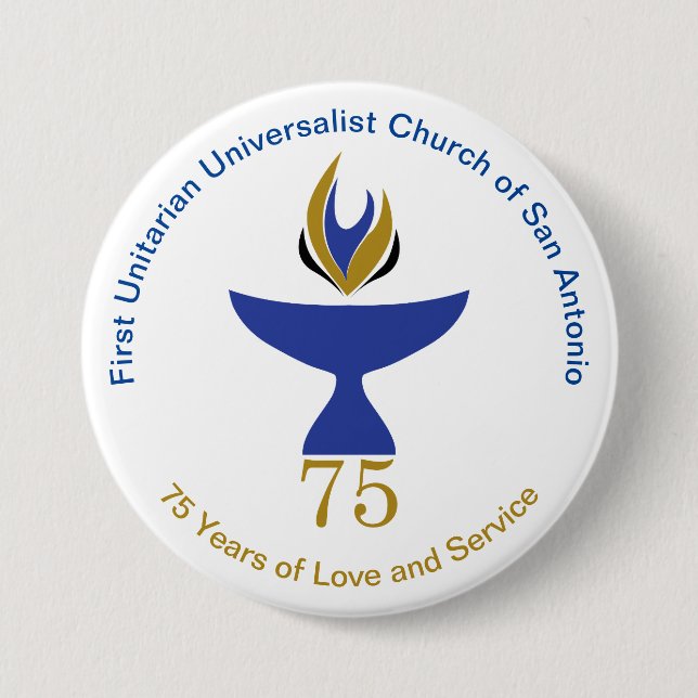 Bóton Redondo 7.62cm Botão Grande, 3 polegadas (Frente)