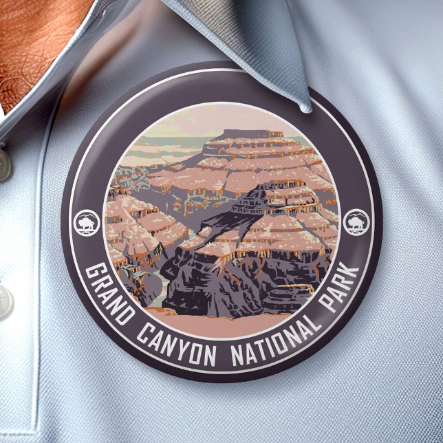 Bóton Redondo 7.62cm Botão Grande Canyon National Park Souvenir (National Park Button)