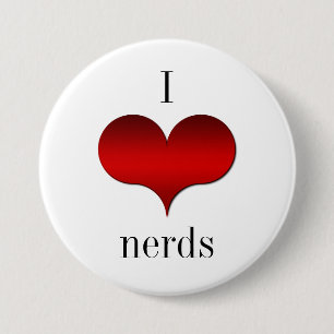 Bóton Redondo 7.62cm Botão I Love (Heart) Nerd