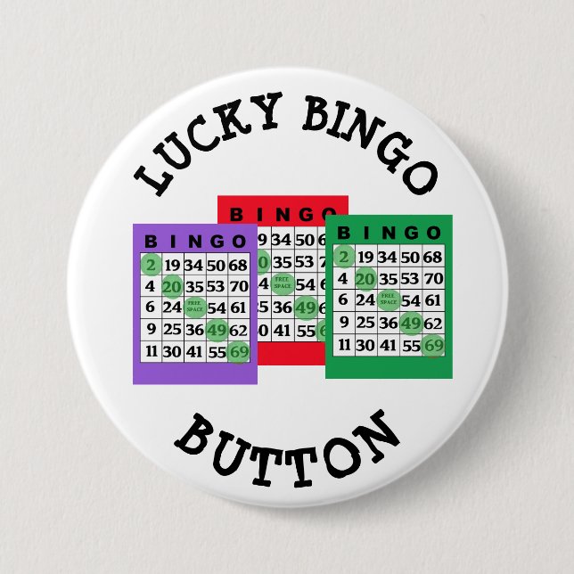 Bóton Redondo 7.62cm Botão Lucky BINGO com cartões Bingo (Frente)