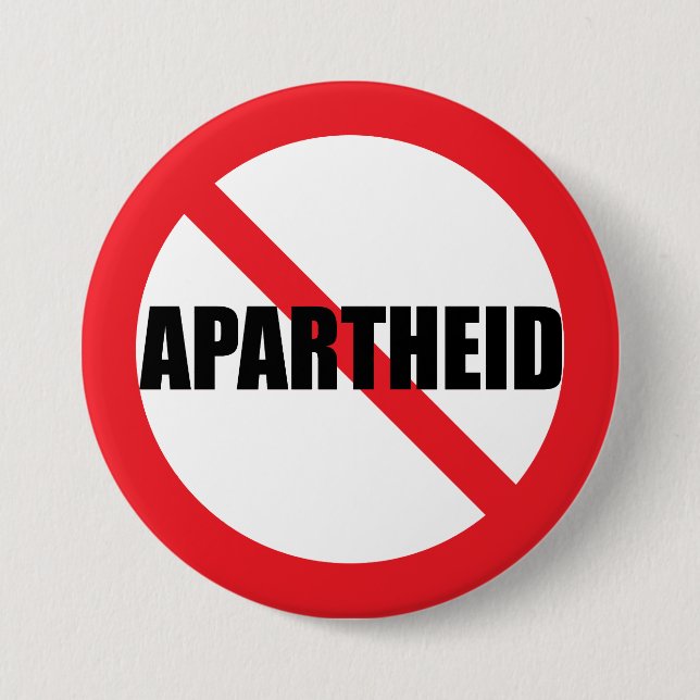 BÓTON REDONDO 7.62CM BOTÃO "NO APARTHEID" PINBACK (Frente)
