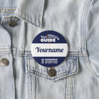 Bóton Redondo 7.62cm Botão Nome do Guia do Tour do Histórico Preto