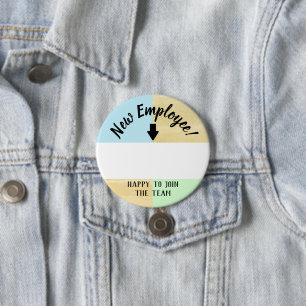 Bóton Redondo 7.62cm Botão novo do nome da boa vinda do empregado de