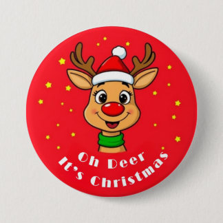Bóton Redondo 7.62cm Botão Oh Deer É Natal
