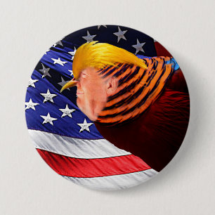 Bóton Redondo 7.62cm Botão Ouro Trump Bird USA Flag Pin-Back Round