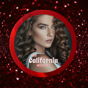 Bóton Redondo 7.62cm Botão Pageant Ruby Shine