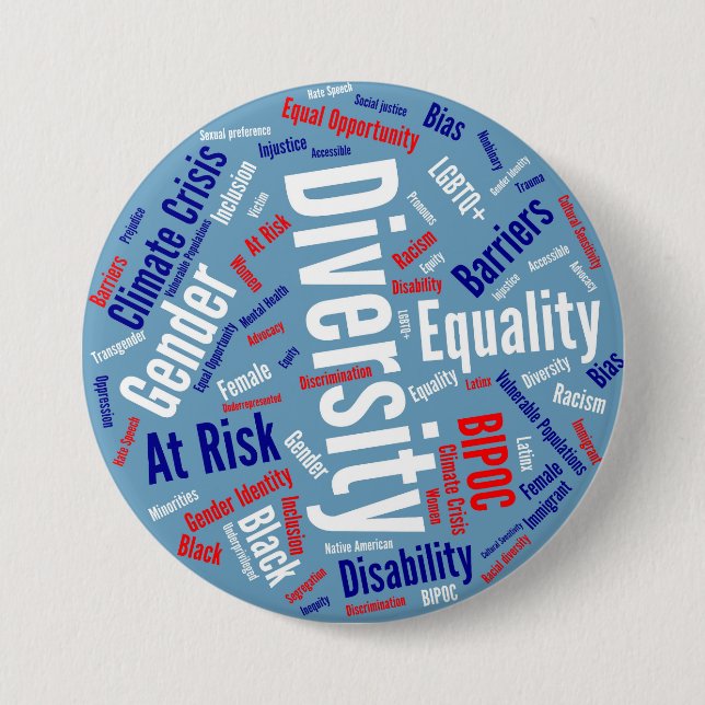 Bóton Redondo 7.62cm Botão Palavras Democráticas (Frente)