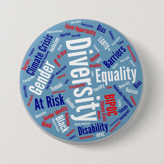 Bóton Redondo 7.62cm Botão Palavras Democráticas (Frente)